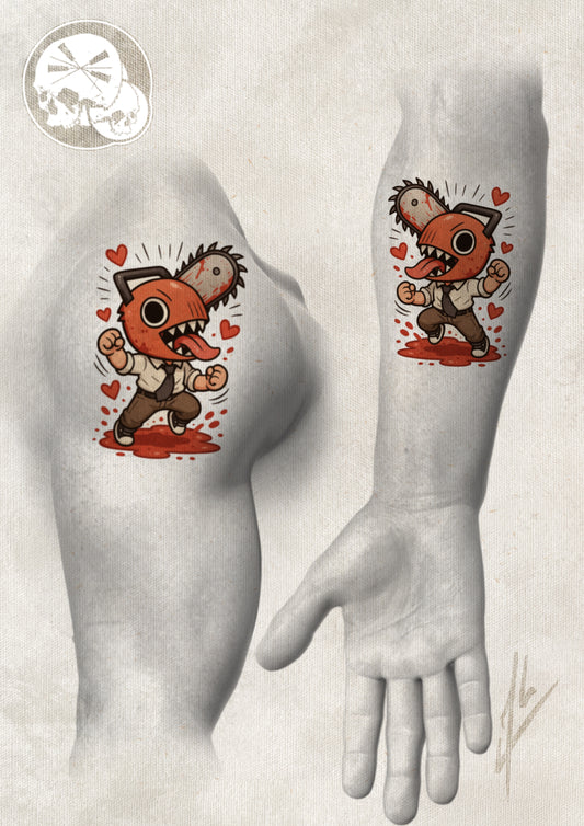 Arrhes Tattoo - Flash - Projet Chainsawman version Chibi par Alex de The Needles Factory