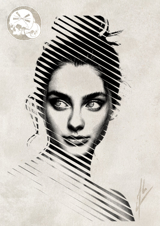 Arrhes Tattoo - Flash - Projet portrait de femme graphique par Alex de The Needles Factory