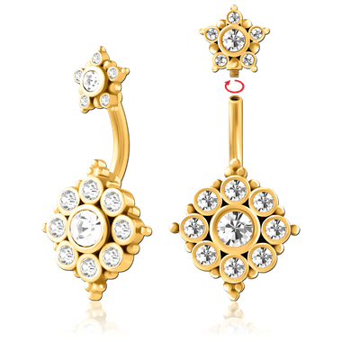 PVD Gold Navel Banana without Internal Thread