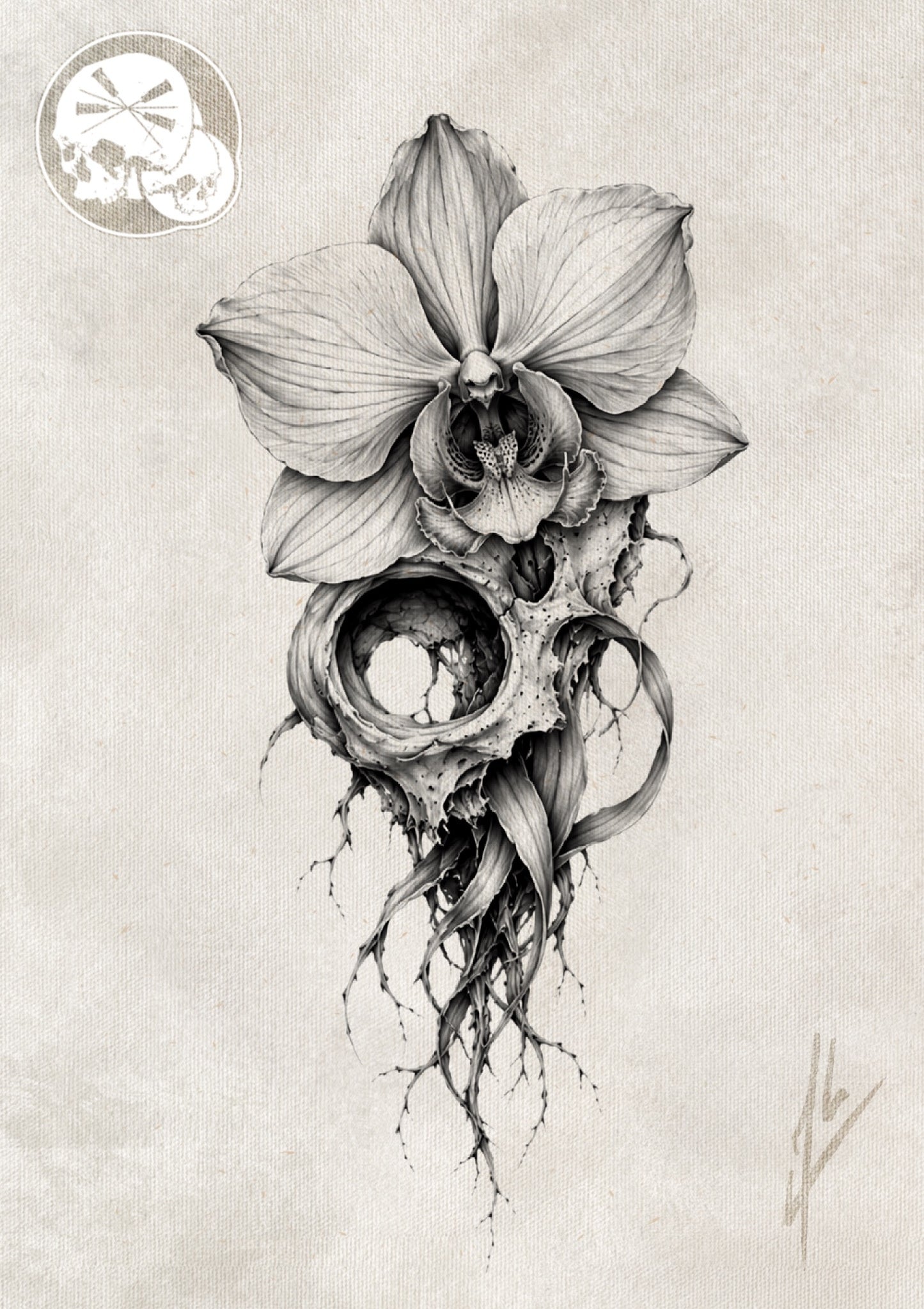 Réservation tatouage – Orchidée Fossile – Projet floral organique