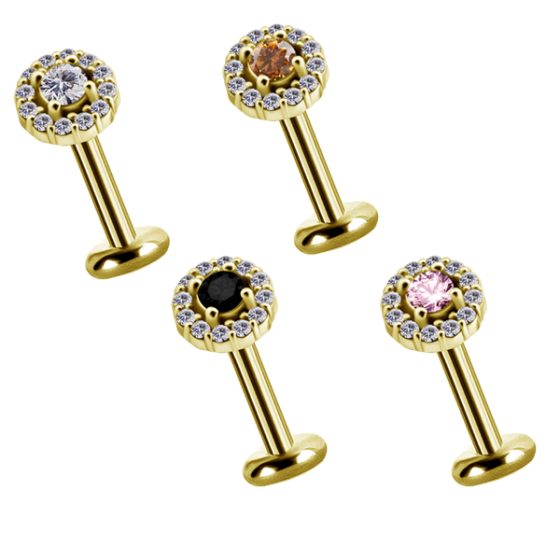 TITANIUM PVD Gold micro labret internal + 0.8 mm accessory disc 3 mm