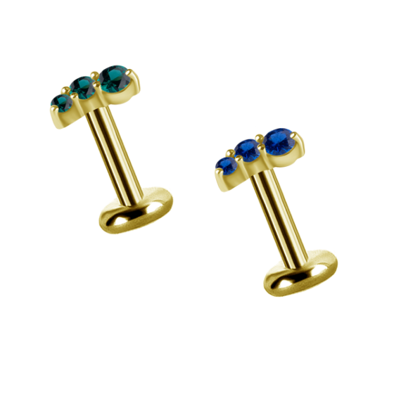 Titanium PVD Gold micro labret internal + accessory 0.8 mm disc 3 mm