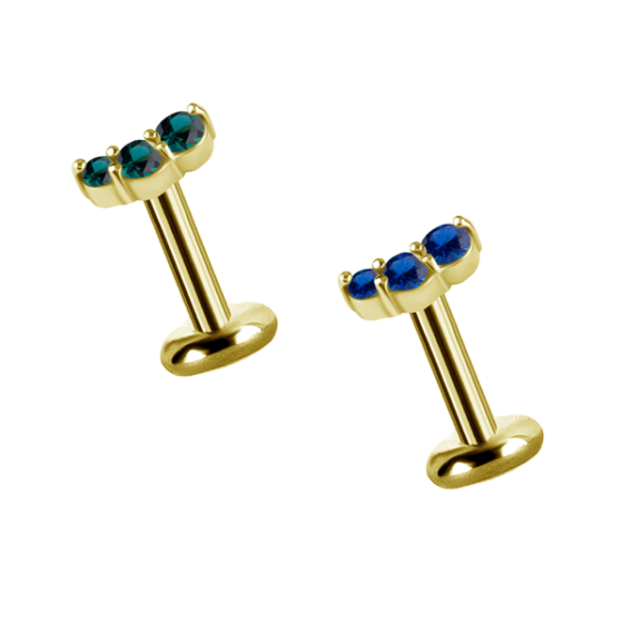 Titanium PVD Gold micro labret internal + accessory 0.8 mm disc 3 mm