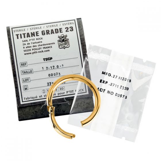 Titane stérile anneau à charnière PVD Gold 0,8 mm