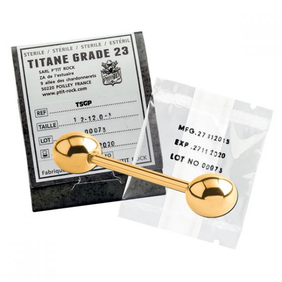 Titane stérile barbell PVD Gold 1,6