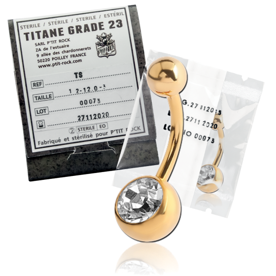 Titane stérile banane PVD Gold 1,6