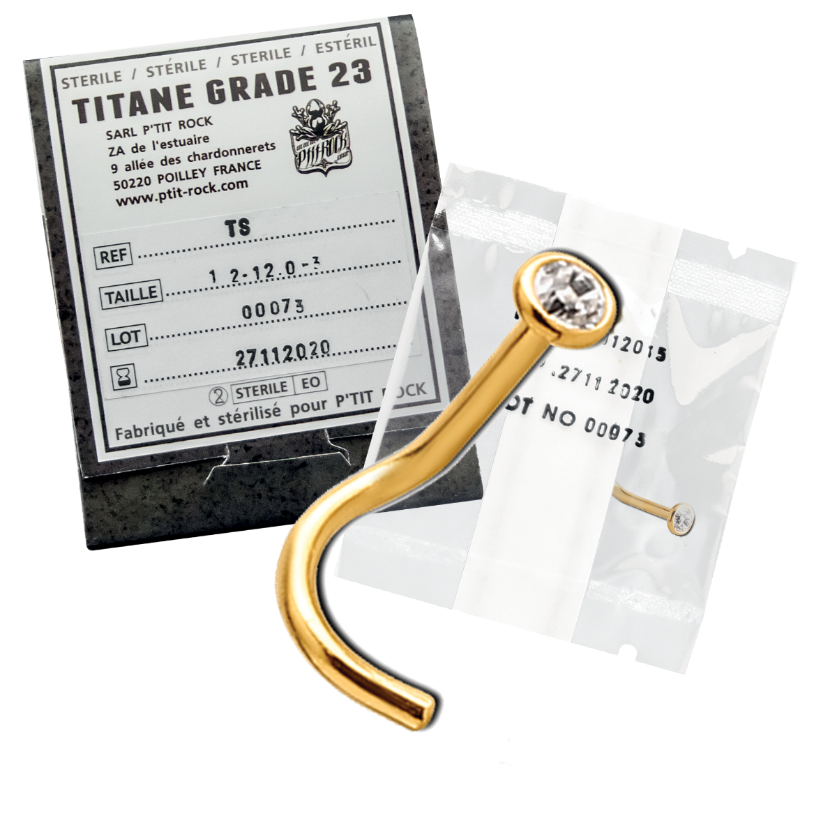 Sterile Titanium PVD Gold Nose Stud