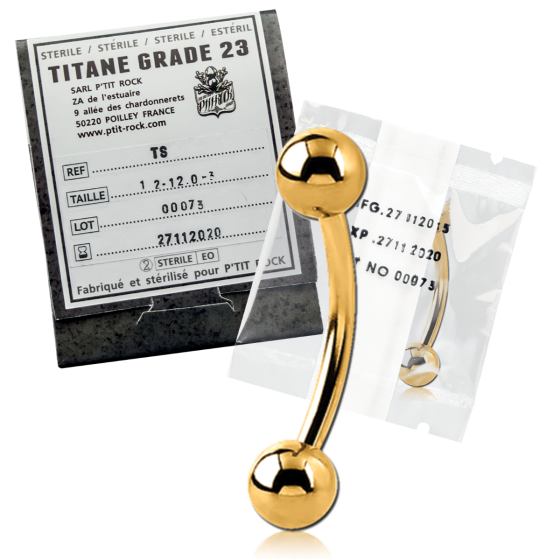 Titane stérile micro banane PVD Gold 1,2