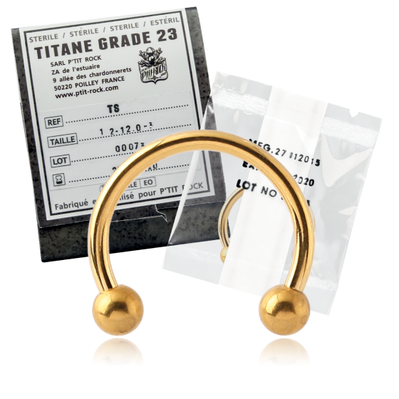 Titane stérile micro circuler barbell PVD Gold 1,2