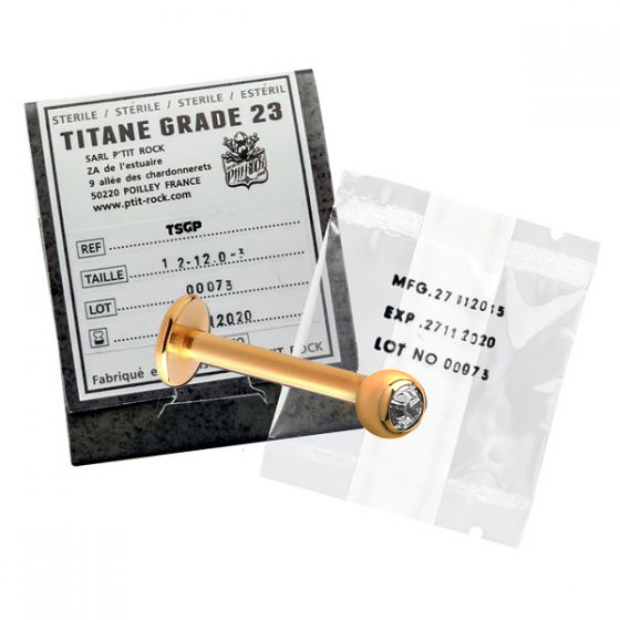 TITANE STERILE MICRO LABRET STRASS PVD GOLD + STRASS