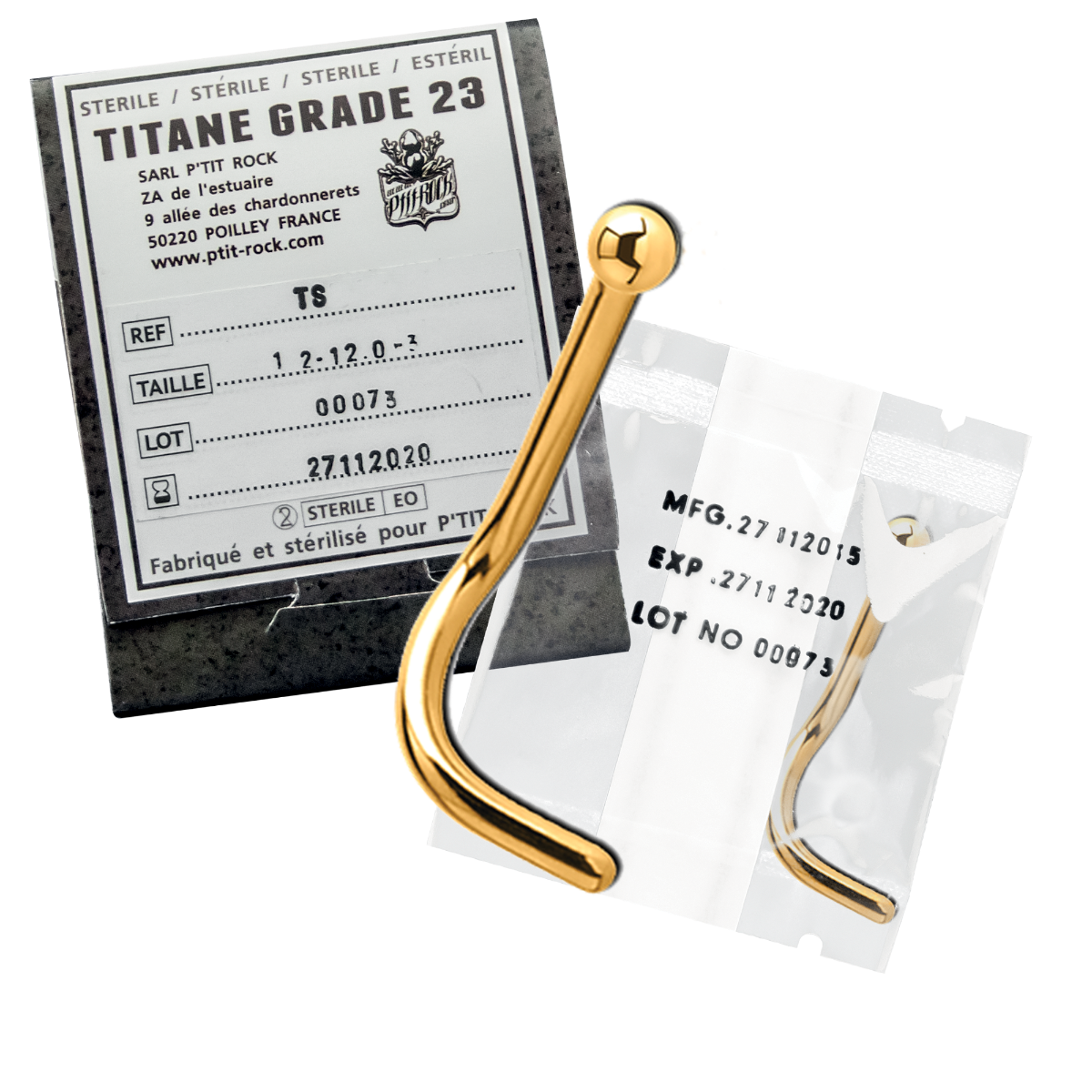 Sterile Titanium PVD Gold Nose Stud