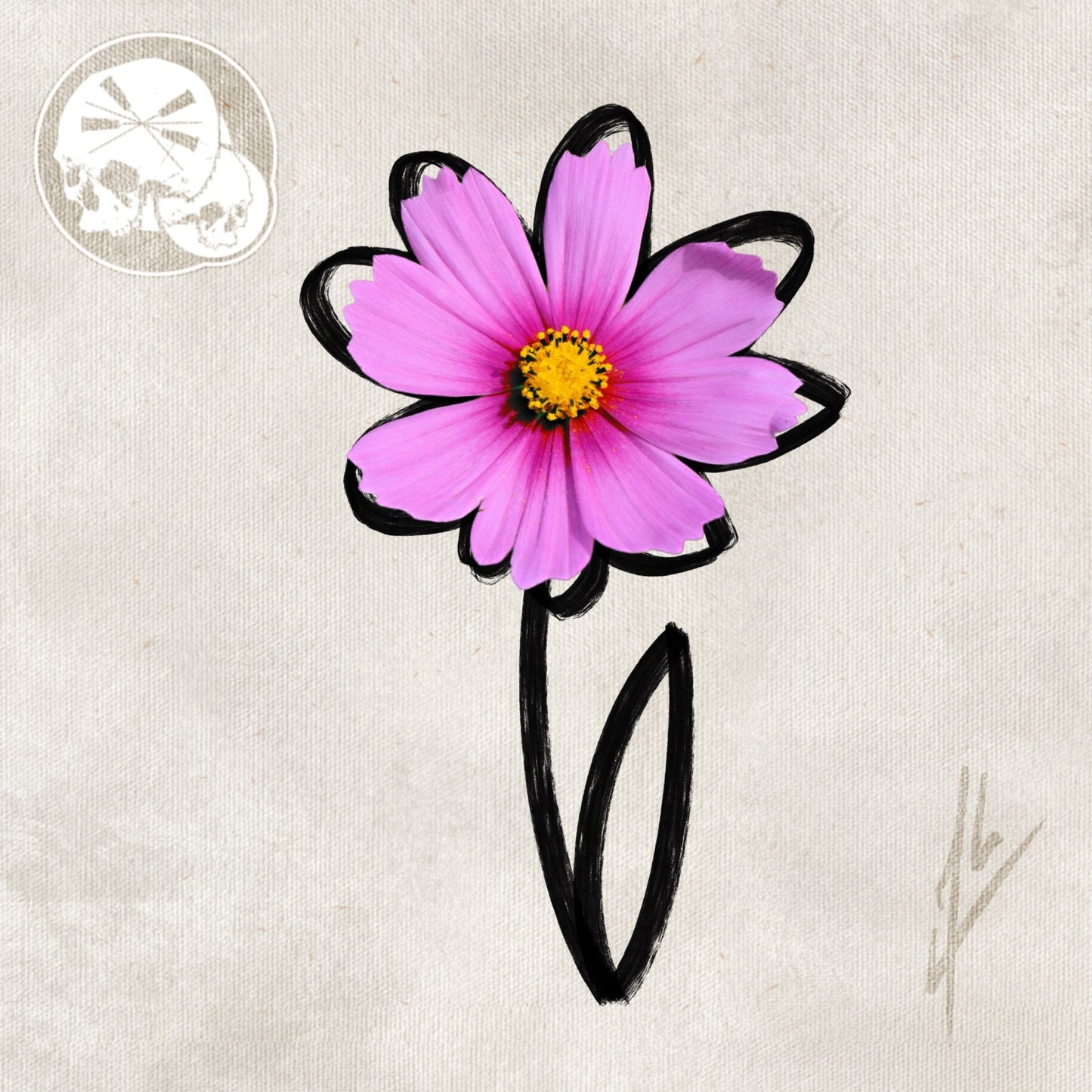 Arrhes Tattoo pour réservation - Flash - Fleur rose d’Alex de The Needles Factory - The Needles Factory