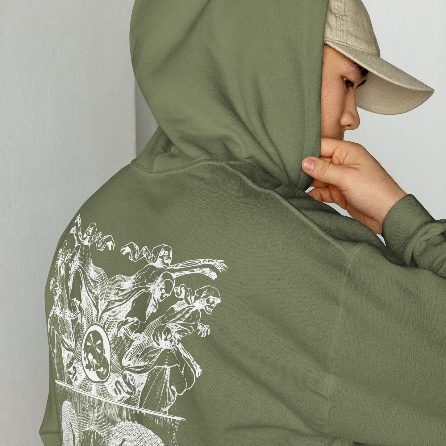 Sweat à capuche "Démons" The Needles Factory avec logo brodé blanc devant Free Shipping - The Needles Factory