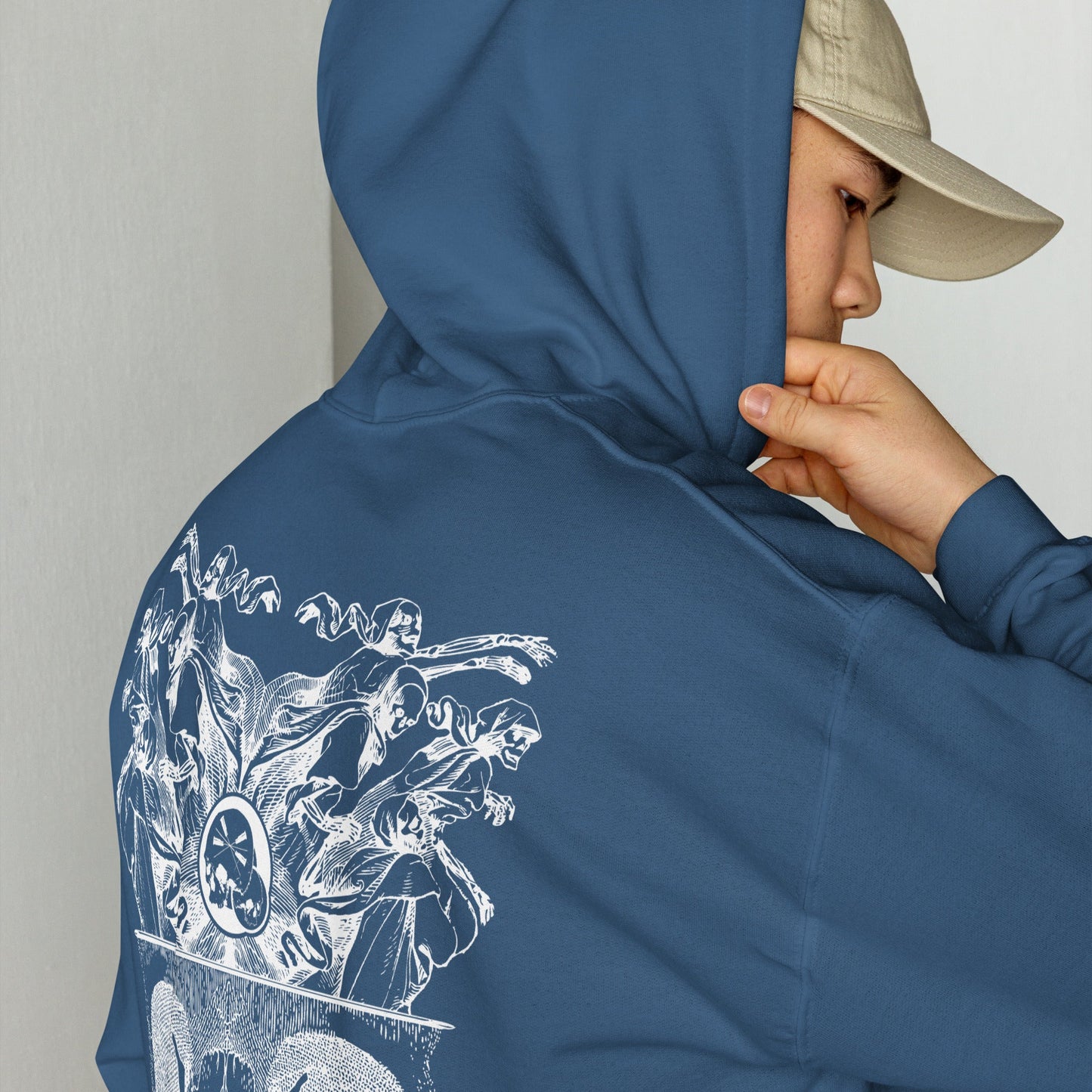 Sweat à capuche "Démons" The Needles Factory avec logo brodé blanc devant Free Shipping - The Needles Factory