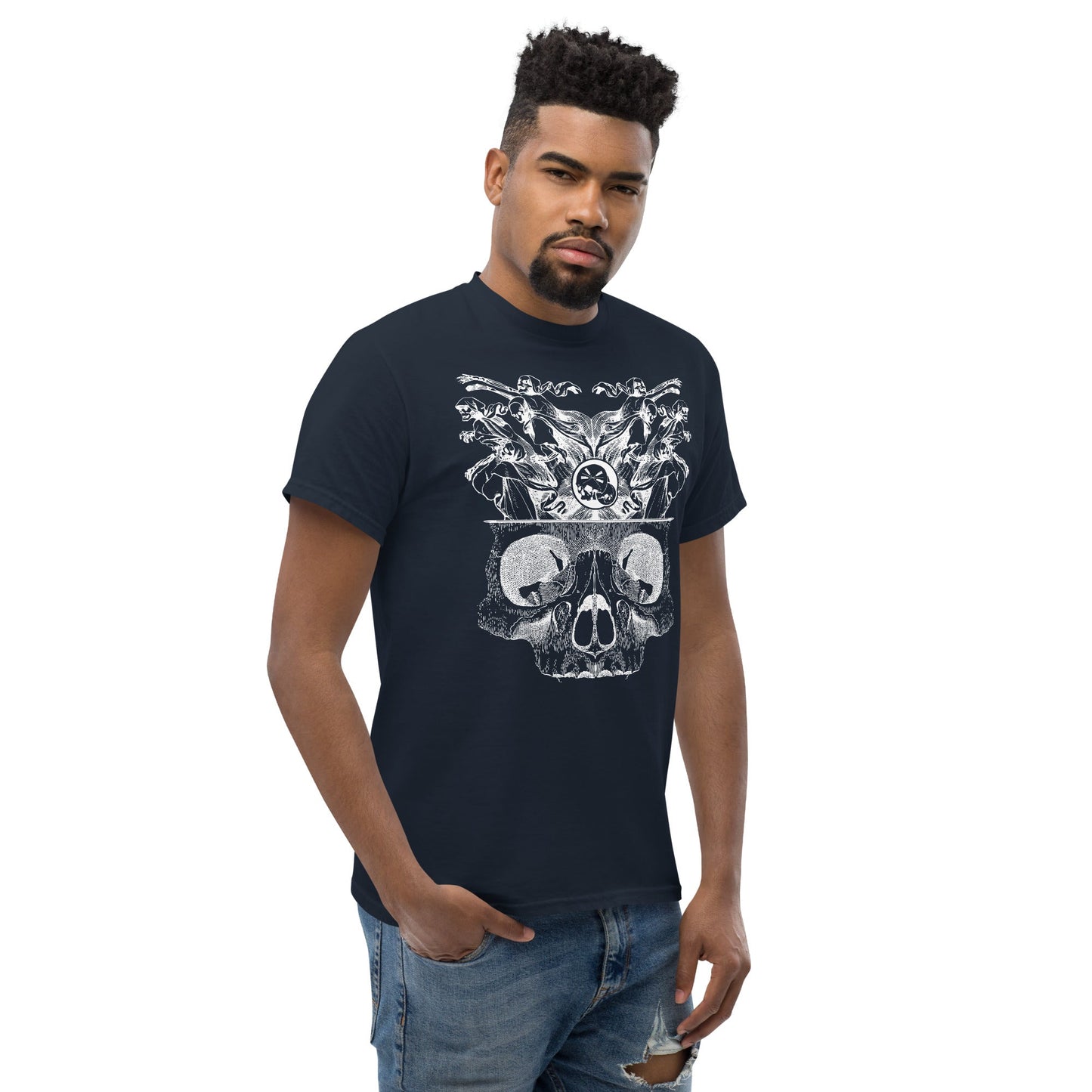 T-shirt classique homme "Démons" gravure blanche Free Shipping - The Needles Factory