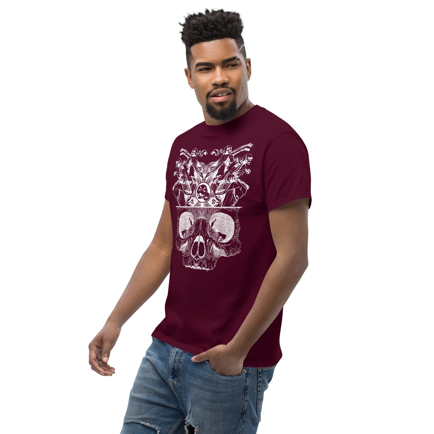 T-shirt classique homme "Démons" gravure blanche Free Shipping - The Needles Factory