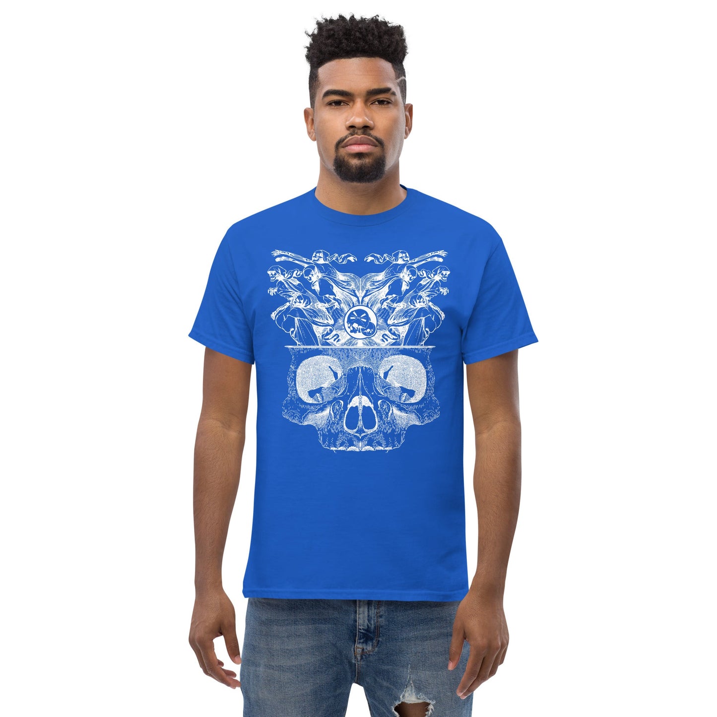T-shirt classique homme "Démons" gravure blanche Free Shipping - The Needles Factory