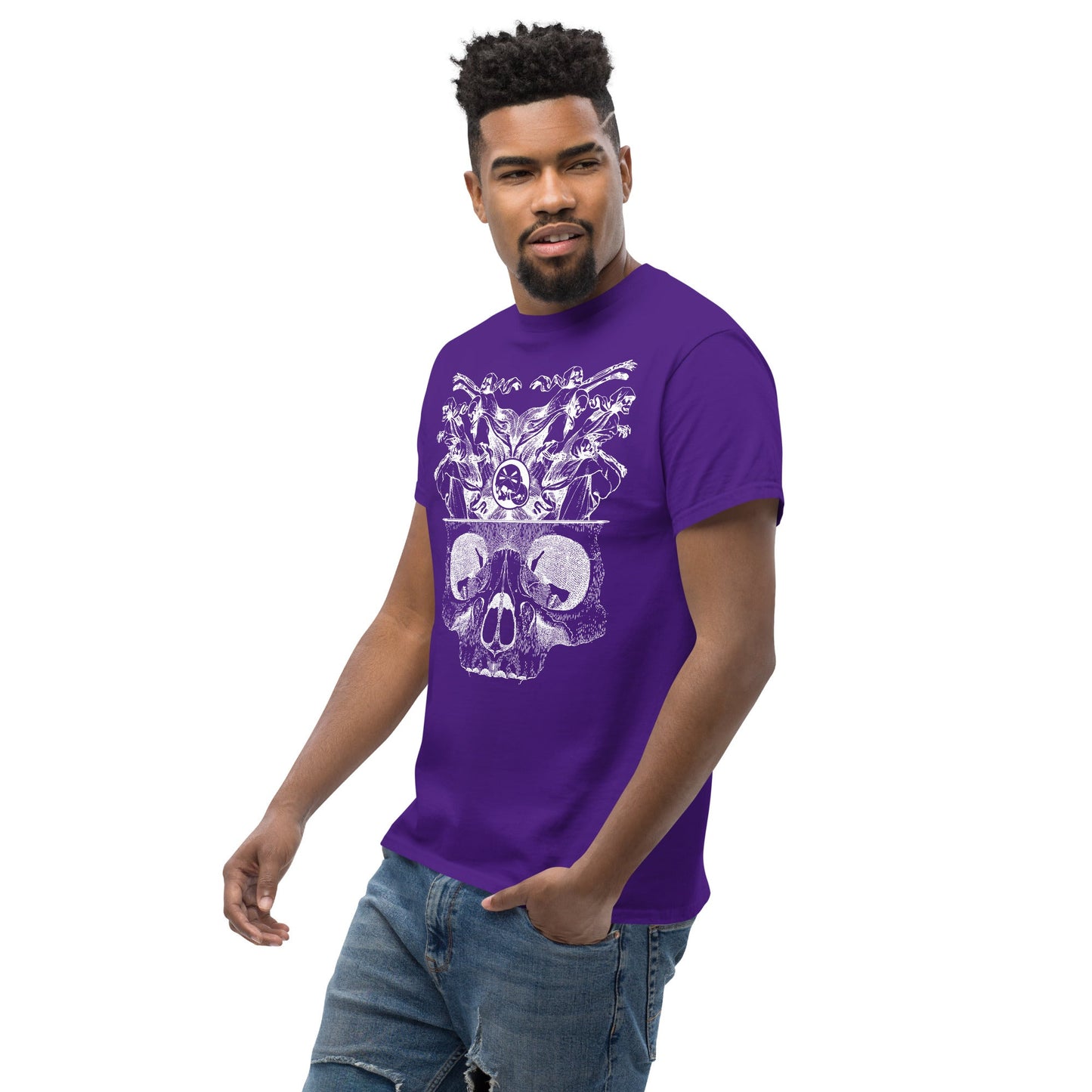 T-shirt classique homme "Démons" gravure blanche Free Shipping - The Needles Factory