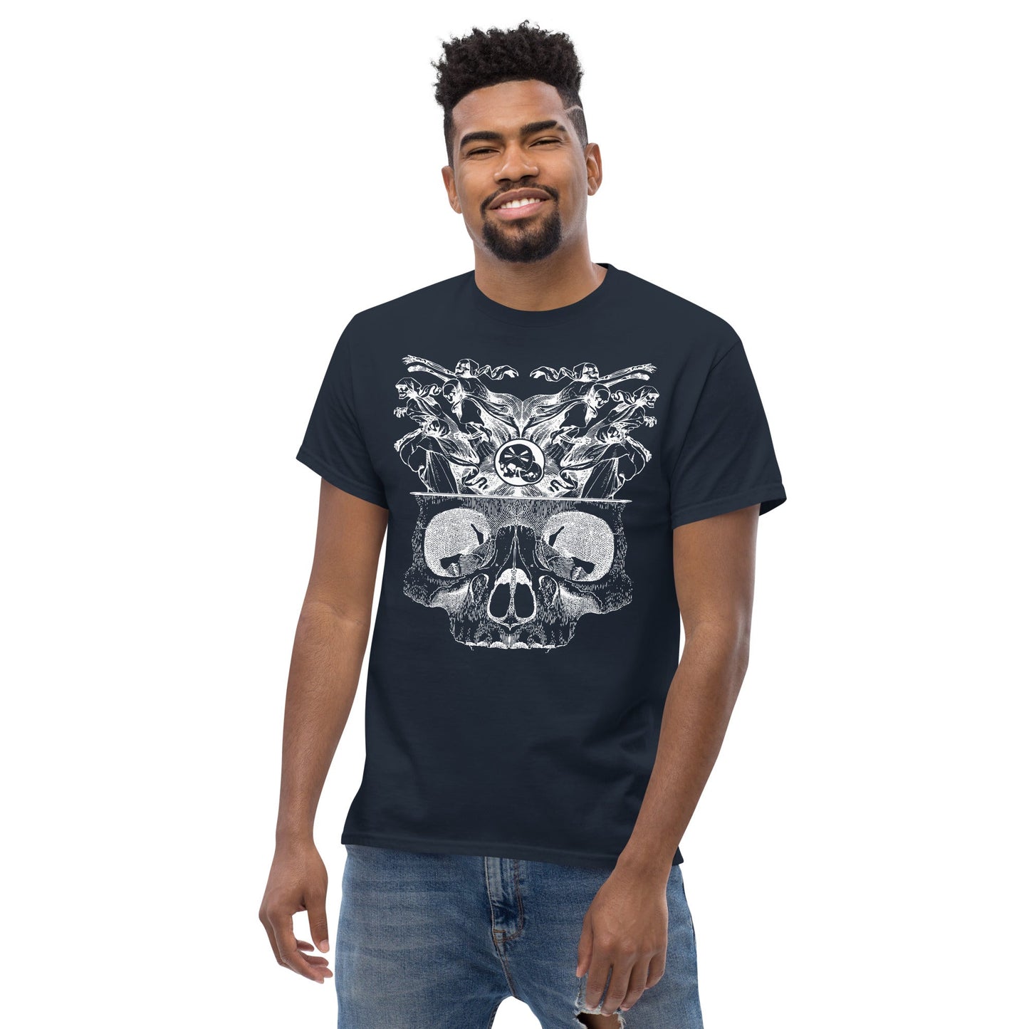 T-shirt classique homme "Démons" gravure blanche Free Shipping - The Needles Factory
