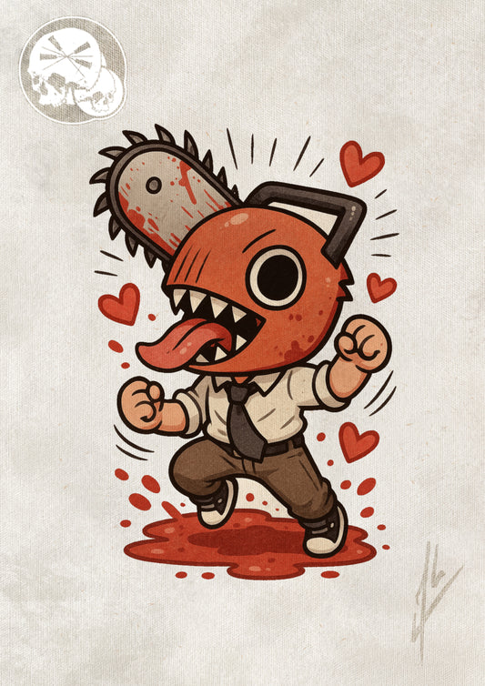 Arrhes Tattoo - Flash - Projet Chainsawman version Chibi par Alex de The Needles Factory