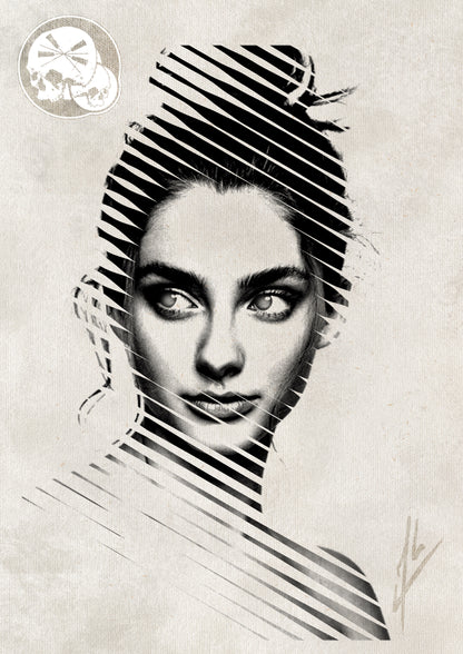 Arrhes Tattoo - Flash - Projet portrait de femme graphique par Alex de The Needles Factory