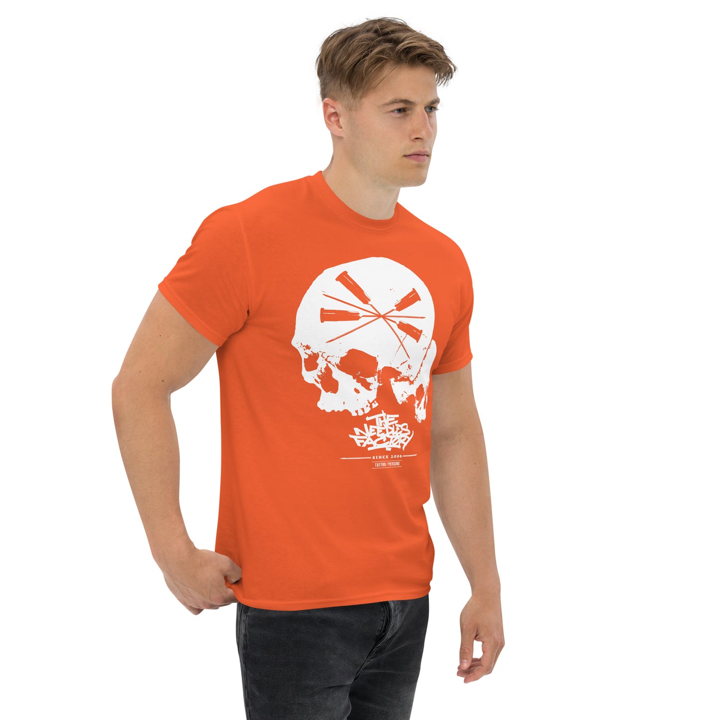 T-shirt classique homme "Skulls & Needles" anniversaire blanc Free Shipping