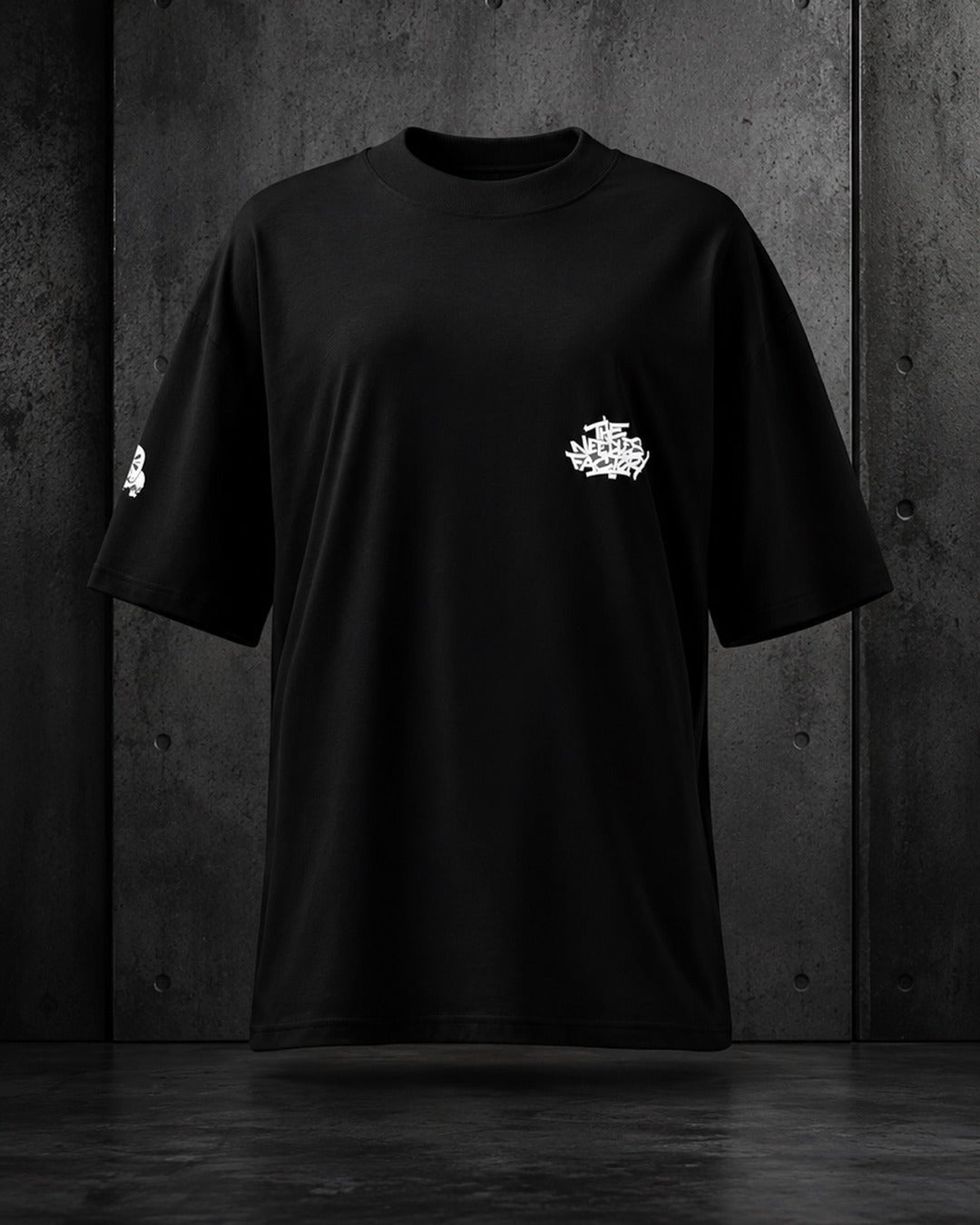 T-shirt unisexe ample noir Pivoine & Crâne — The Needles Factory