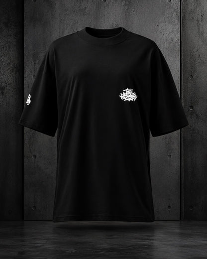 T-shirt unisexe ample noir Pivoine & Crâne — The Needles Factory