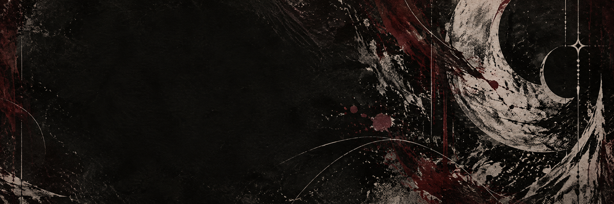 Fond graphique noir, ivoire et oxblood pour la bannière provisoire The Needles Factory