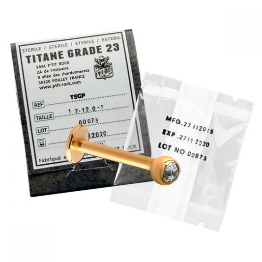 TITANE STERILE MICRO LABRET STRASS PVD GOLD + STRASS