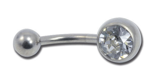 Sterile Titanium Curved Barbell with Gem 1,6/10/5-8mm
