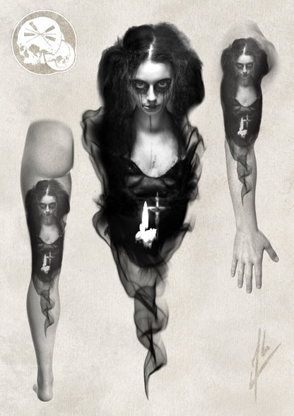 Arrhes Tattoo - Flash - Projet Emily Strange d’Alex de The Needles Factory - The Needles Factory