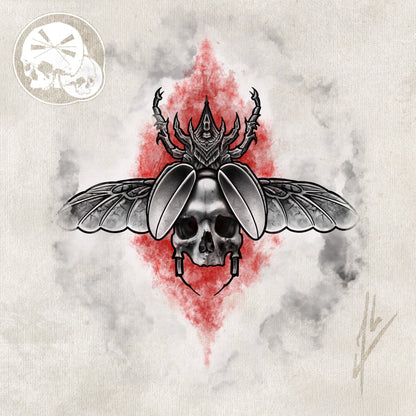 Arrhes Tattoo pour réservation - Flash - Beetle Skull d'Alex de The Needles Factory - The Needles Factory
