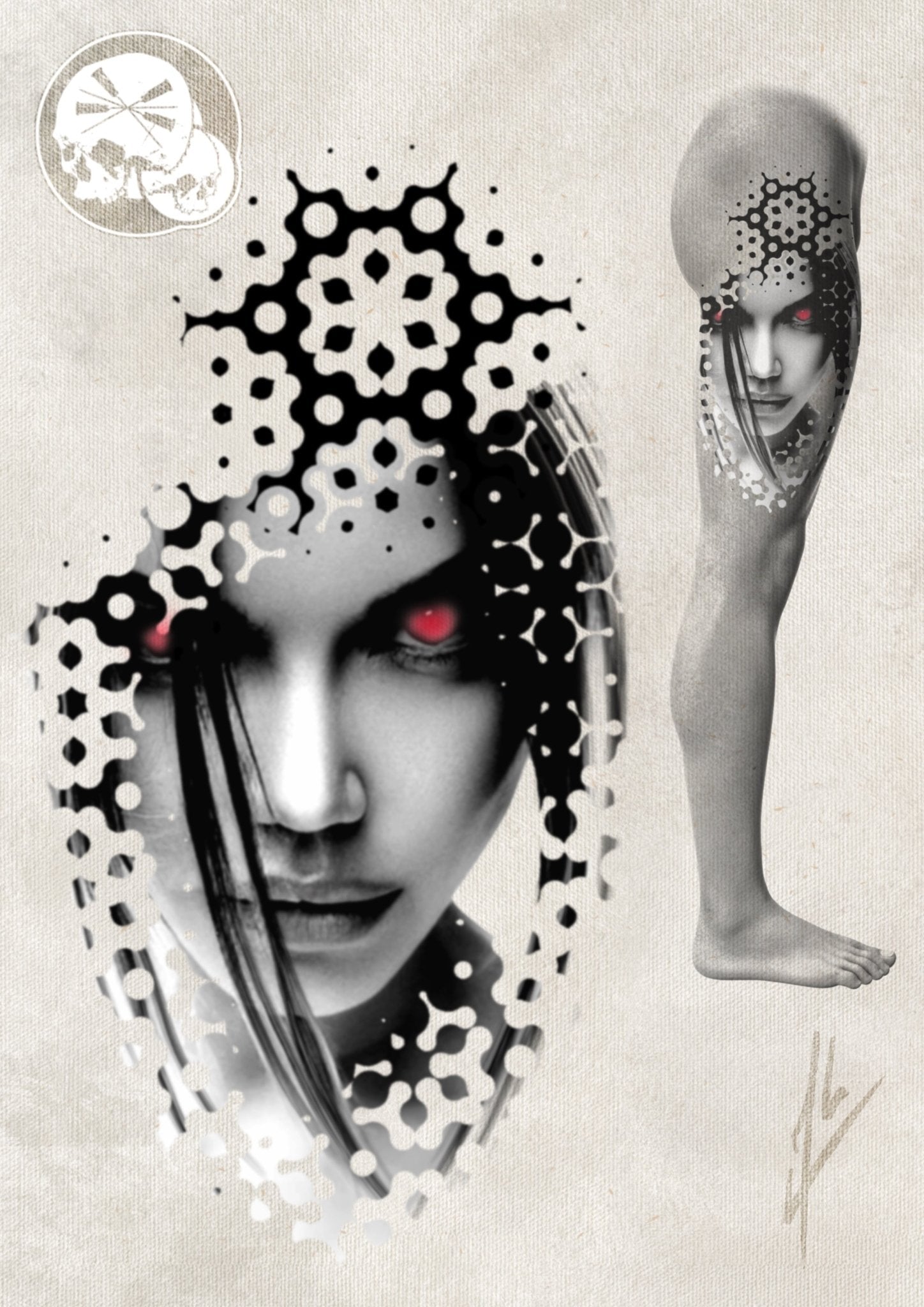 Arrhes Tattoo pour réservation - Flash - Projet graphique femme démoniaque d'Alex de The Needles Factory - The Needles Factory