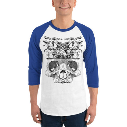 T-shirt à Manches Raglan 3/4 "Démons" gravure noir Freeshipping - The Needles Factory