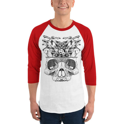 T-shirt à Manches Raglan 3/4 "Démons" gravure noir Freeshipping - The Needles Factory