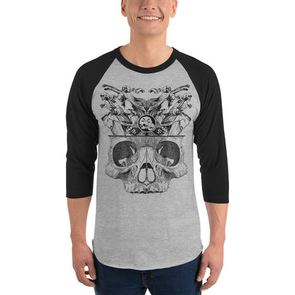 T-shirt à Manches Raglan 3/4 "Démons" gravure noir Freeshipping - The Needles Factory