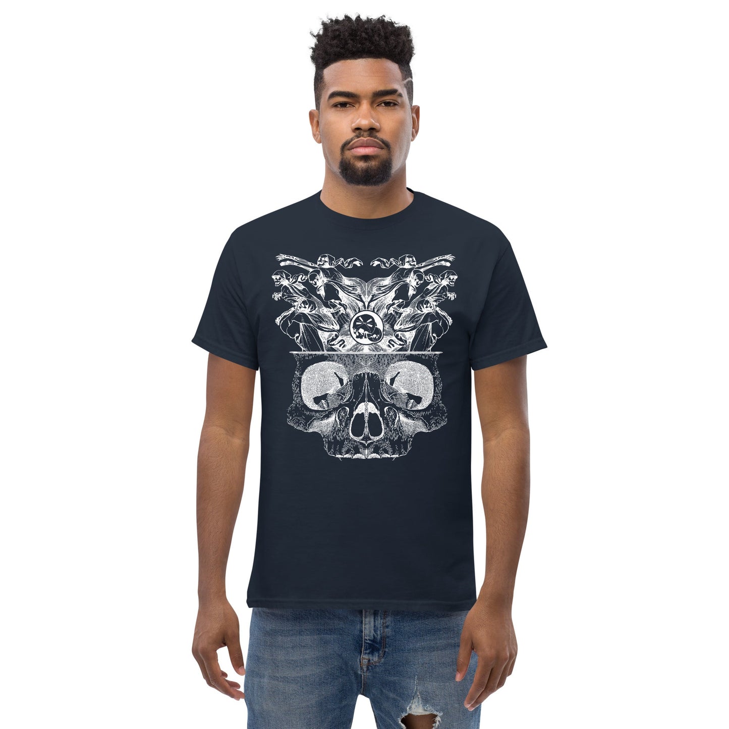 T-shirt classique homme "Démons" gravure blanche Free Shipping - The Needles Factory